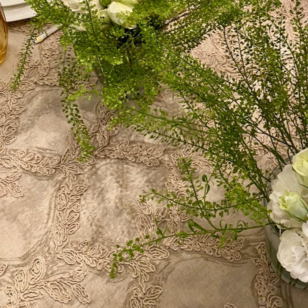 Crema Embroidered Tablecloth